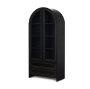 67533 - Gehry 72.3" H Dark Brown Metal Brown Wood and Glass Door Display Cabinet 