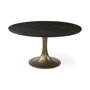 67502-AB - McLeod II 54" Round Brown Solid Wood Top Gold Metal Base Dining Table