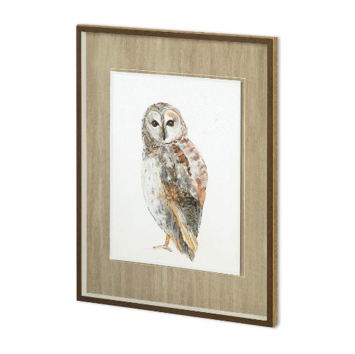 11497 - Owl I by Patti Mann a Hand Embellished Textured Framed Art Print Matted under Glass
