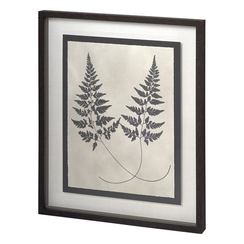 11386 - Vintage Fern Study by Mercana Studio a Hand Embellished Textured Framed Art Print Matted under Glass