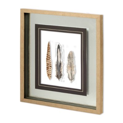 11317 - Watercolor Plumes I by Grace Popp a Hand Embellished Textured Framed Art Print Matted under Glass