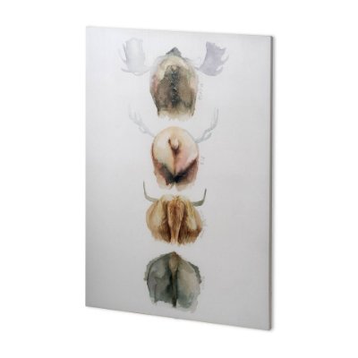 100730-L - Horn & Tail Study I by Mercana Studio a Hand Embellished Textured Canvas