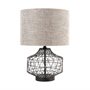 67703 - Clark (20"H) Bronze Barrel Metal Base Beige Linen Shade Table Lamp