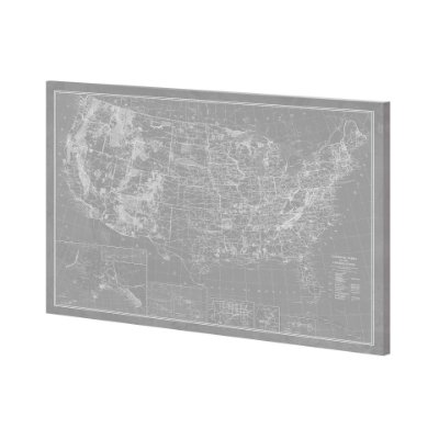 100904-L - Explorer - USA Map - Graphite by Vintage Collection a Hand Embellished Textured Canvas