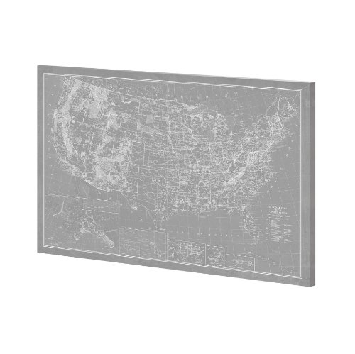 100904-L - Explorer - USA Map - Graphite by Vintage Collection a Hand Embellished Textured Canvas
