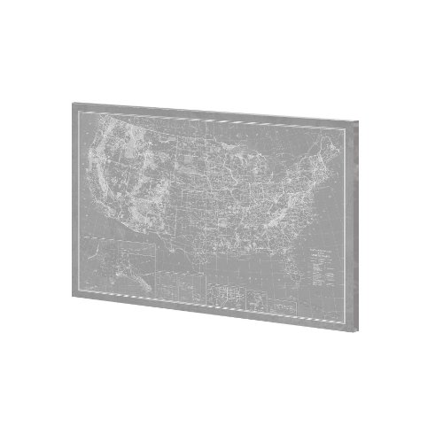 100904-S - Explorer - USA Map - Graphite by Vintage Collection a Hand Embellished Textured Canvas