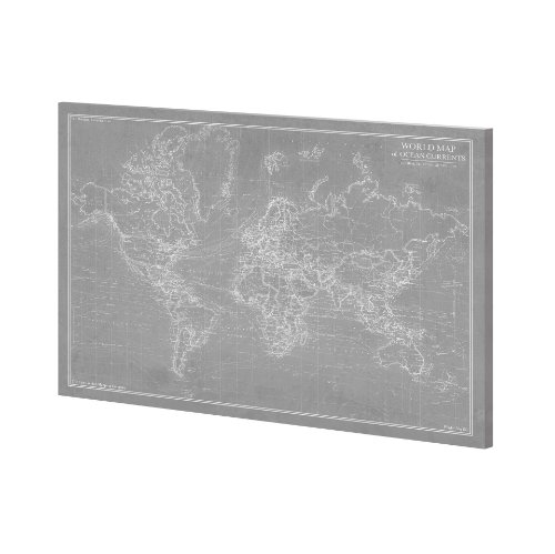 100905-L - Explorer - World Map - Graphite by Vintage Collection a Hand Embellished Textured Canvas