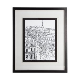 B&W City Scene IX by Melissa Wang a Hand Embellished Textured Framed Art Print Matted under Glass