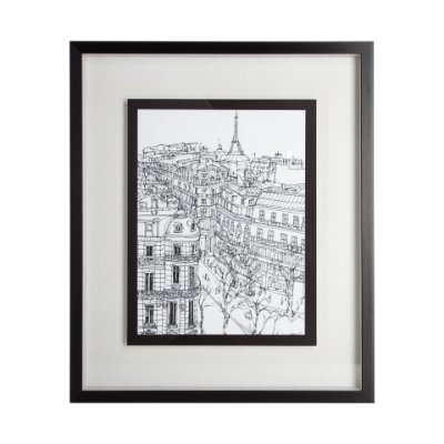 11874 - B&W City Scene IX by Melissa Wang a Hand Embellished Textured Framed Art Print Matted under Glass