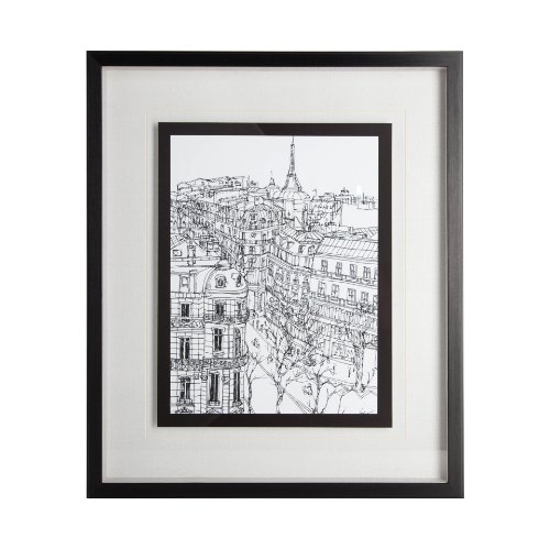 11874 - B&W City Scene IX by Melissa Wang a Hand Embellished Textured Framed Art Print Matted under Glass