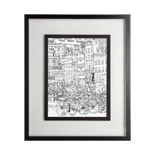 11867 - B&W City Scene I by Melissa Wang a Hand Embellished Textured Framed Art Print Matted under Glass