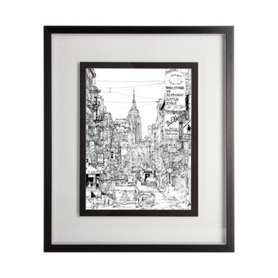 11868 - B&W City Scene II by Melissa Wang a Hand Embellished Textured Framed Art Print Matted under Glass