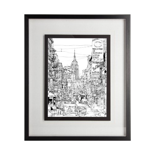 11868 - B&W City Scene II by Melissa Wang a Hand Embellished Textured Framed Art Print Matted under Glass