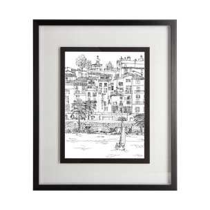 B&W City Scene V by Melissa Wang a Hand Embellished Textured Framed Art Print Matted under Glass