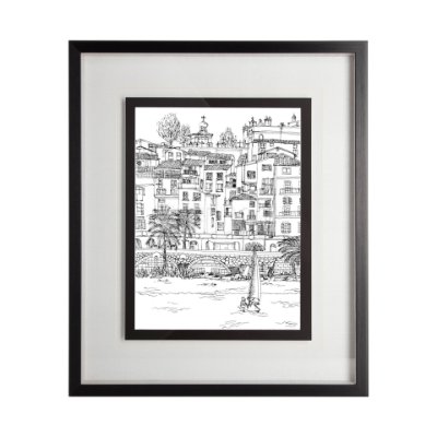 11870 - B&W City Scene V by Melissa Wang a Hand Embellished Textured Framed Art Print Matted under Glass