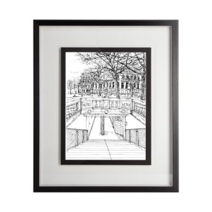 B&W City Scene VI by Melissa Wang a Hand Embellished Textured Framed Art Print Matted under Glass