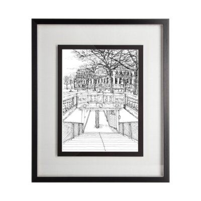 11871 - B&W City Scene VI by Melissa Wang a Hand Embellished Textured Framed Art Print Matted under Glass
