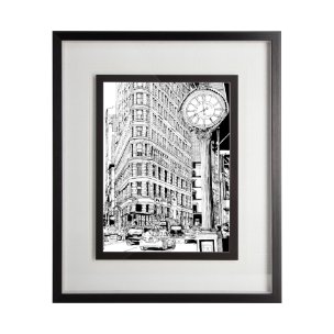 B&W City Scene VII by Melissa Wang a Hand Embellished Textured Framed Art Print Matted under Glass