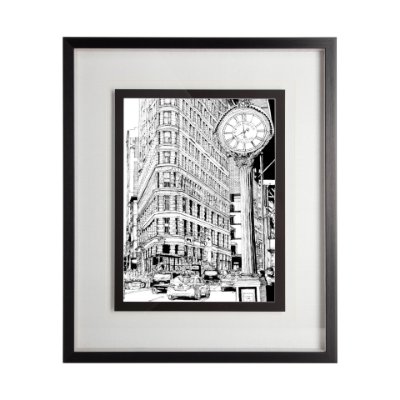11872 - B&W City Scene VII by Melissa Wang a Hand Embellished Textured Framed Art Print Matted under Glass