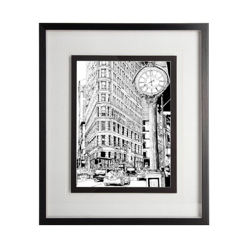 11872 - B&W City Scene VII by Melissa Wang a Hand Embellished Textured Framed Art Print Matted under Glass