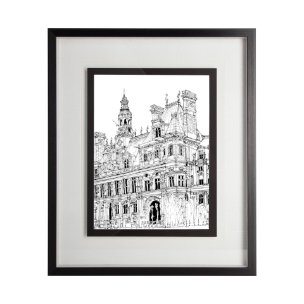 B&W City Scene VIII by Melissa Wang a Hand Embellished Textured Framed Art Print Matted under Glass