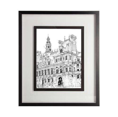 11873 - B&W City Scene VIII by Melissa Wang a Hand Embellished Textured Framed Art Print Matted under Glass
