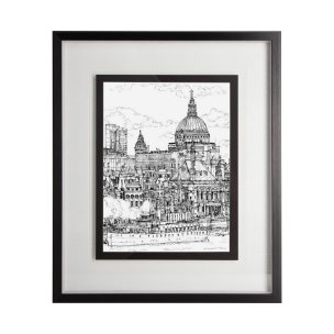 B&W City Scene X by Melissa Wang a Hand Embellished Textured Framed Art Print Matted under Glass