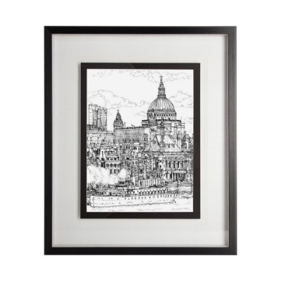 11875 - B&W City Scene X by Melissa Wang a Hand Embellished Textured Framed Art Print Matted under Glass