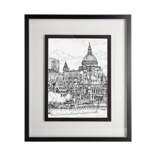 11875 - B&W City Scene X by Melissa Wang a Hand Embellished Textured Framed Art Print Matted under Glass