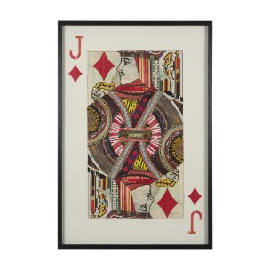 Jack of Diamonds Playing Card a Paper Mosaic Collage Framed Art under Glass