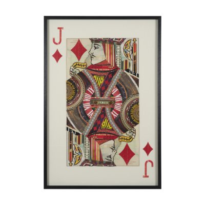 67262 - Jack of Diamonds Playing Card a Paper Mosaic Collage Framed Art under Glass