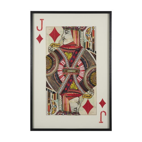 67262 - Jack of Diamonds Playing Card a Paper Mosaic Collage Framed Art under Glass