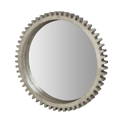 67634 - Cog Mirror 44" Round Gray Wood Frame Mirror