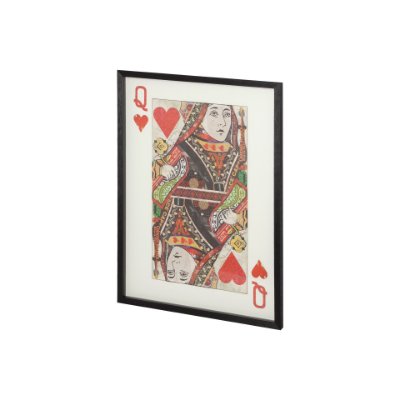 67732 - Queen of Hearts II Playing Card a Paper Mosaik Collage Framed Art under Glass