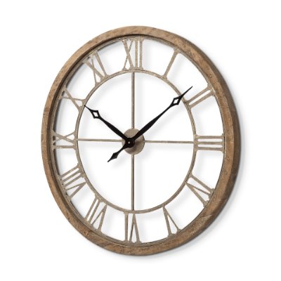 63079 - Mething Light Brown 31.5" Large Farmhouse Wall Clock