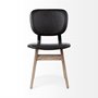 67517 - Haden I Black Faux-Leather Wrap Brown Solid Wood and Iron Base Dining Chair