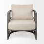 67514 - Skylar I Cream Fabric Covered Cushioned Demi-Lune Wooden Frame Accent Chair 