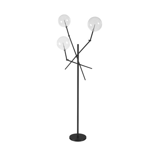 67683 - Connor II 84" Black Metal Glass Globe Three Light Floor Lamp 