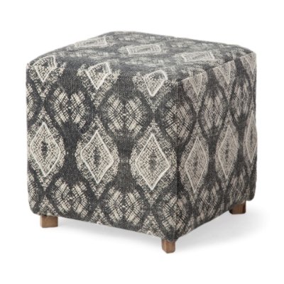 67489 - Pallu 18.75"H Dhurrie Cotton Cover w/Four Wooden Legs Ottoman
