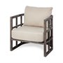 67514 - Skylar I Cream Fabric Covered Cushioned Demi-Lune Wooden Frame Accent Chair 