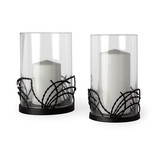 67872 - Cutlass I Set of Two Black Metal Base Table Candle Holders