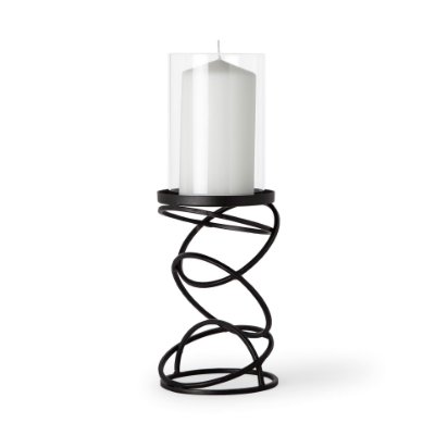 67878 - Omega I Small Black Metal Stacked Ring Table Candle Holder 