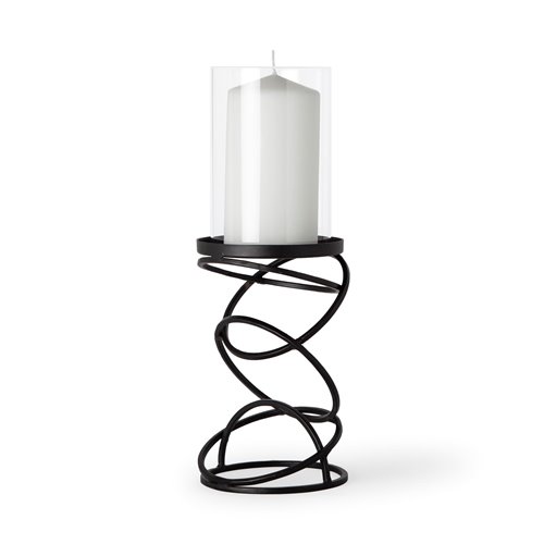 67878 - Omega I Small Black Metal Stacked Ring Table Candle Holder 