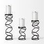 67878 - Omega I Small Black Metal Stacked Ring Table Candle Holder 