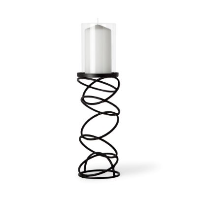 67879 - Omega II Medium Black Metal Stacked Ring Table Candle Holder 
