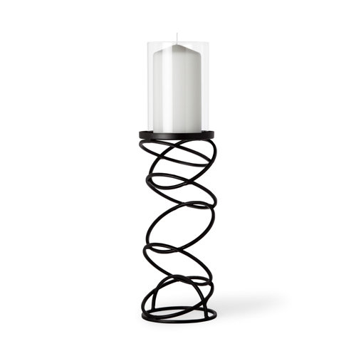 67879 - Omega II Medium Black Metal Stacked Ring Table Candle Holder 