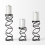 67879 - Omega II Medium Black Metal Stacked Ring Table Candle Holder 