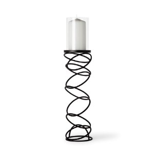 Omega III Large Black Metal Stacked Ring Table Candle Holder 
