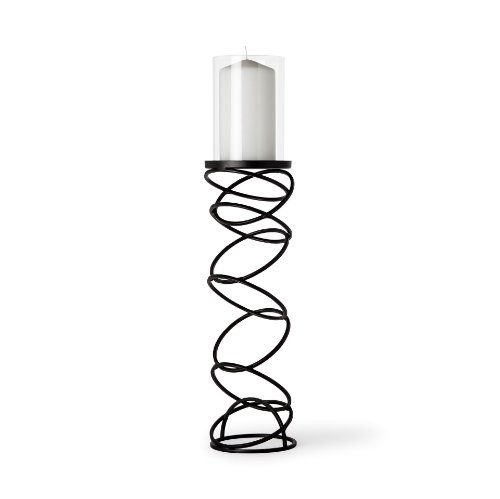 67880 - Omega III Large Black Metal Stacked Ring Table Candle Holder 