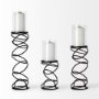 67880 - Omega III Large Black Metal Stacked Ring Table Candle Holder 